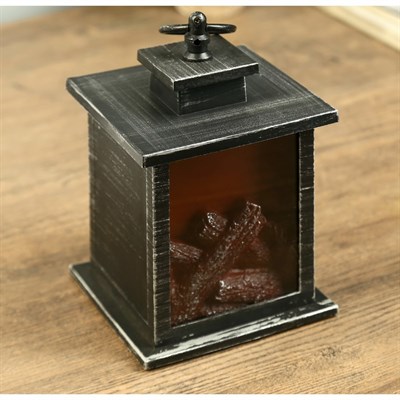 Ночник настольный "Камин" черный-хром 12х12х13,5 см. - фото 2032371