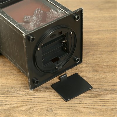 Ночник настольный "Камин" черный-хром 12х12х13,5 см. - фото 2032372