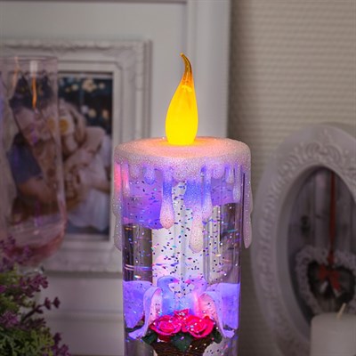 Фигура световая свадебная свеча "Голуби", 26х10х10 см, от бат. 2*ААА(не в компл.),RGB - фото 2032397