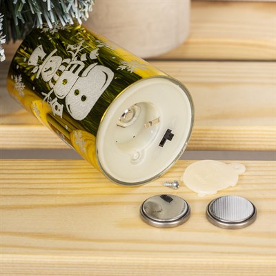 Фигура световая "Свеча золото снеговик", 9х5х5 см, от батареек 2 шт 2032 (в компл.) Т-БЕЛЫЙ - фото 2032411