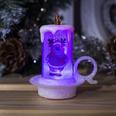 Фигура световая "Свеча в чашке с рисунком", 12 свечей, 8х7х6 см, от батареек 3 шт AG13, RGB   435731 - фото 2032420