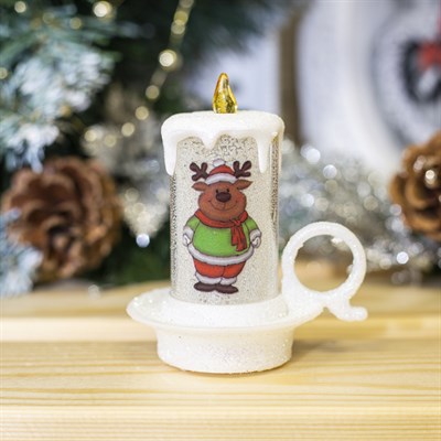 Фигура световая "Свеча в чашке с рисунком", 12 свечей, 8х7х6 см, от батареек 3 шт AG13, RGB   435731 - фото 2032421