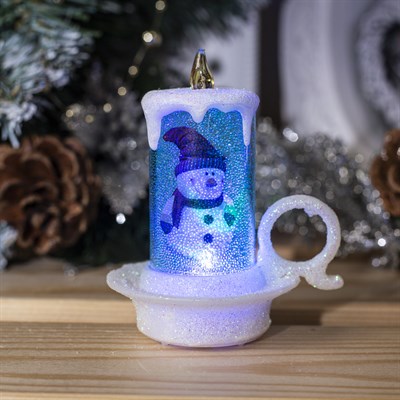 Фигура световая "Свеча в чашке с рисунком", 12 свечей, 8х7х6 см, от батареек 3 шт AG13, RGB   435731 - фото 2032422