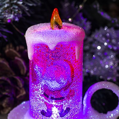 Фигура световая "Свеча в чашке с рисунком", 12 свечей, 8х7х6 см, от батареек 3 шт AG13, RGB   435731 - фото 2032424