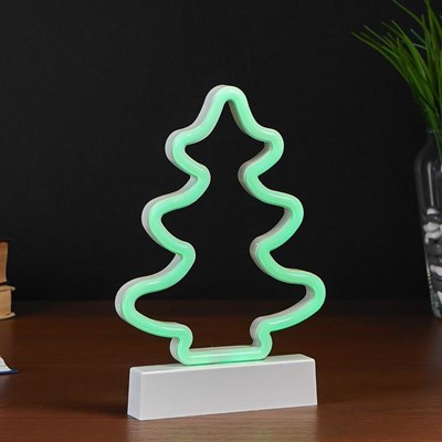 Ночник "Елочка" LED (зеленый свет) батарейки 2хAA 16,5х2,7х24,5 см. - фото 2032453