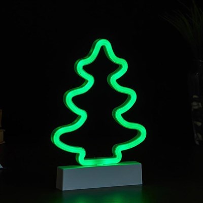 Ночник "Елочка" LED (зеленый свет) батарейки 2хAA 16,5х2,7х24,5 см. - фото 2032454