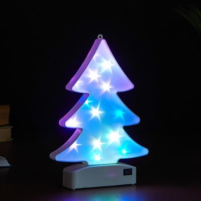 Ночник "Елочка" LED RGB батарейки 3хAAА 16,5х3,5х24 см. - фото 2032459