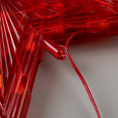 Фигура "Звезда Красная ёлочная" 24Х24 см, пластик, 30 ламп,2 м провод, 240V КРАСНЫЙ - фото 2032485