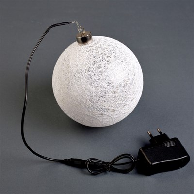 Фигура "Шар плетеный" 15 см, 50 LED-12V, нить белая, адаптер в комплекте, ТЕПЛЫЙ БЕЛЫЙ 3612 - фото 2032500