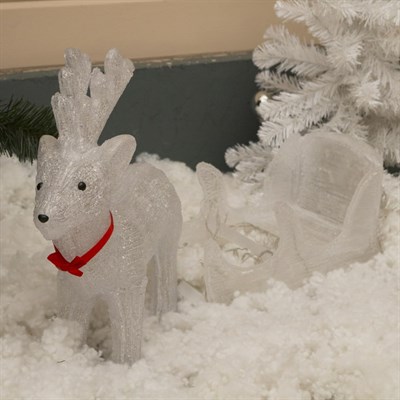 Фигура акрил. "Сани с оленем" Олень: 45х48х14 см, Сани: 42х22х20 см, 100 LED, 220V БЕЛЫЙ 1866 - фото 2032514