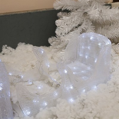 Фигура акрил. "Сани с оленем" Олень: 45х48х14 см, Сани: 42х22х20 см, 100 LED, 220V БЕЛЫЙ 1866 - фото 2032516