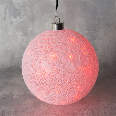 Фигура "Шар плетеный" 15 см, 50 LED, 12V, нить белая, адаптер в комплекте, КРАСНЫЙ - фото 2032524