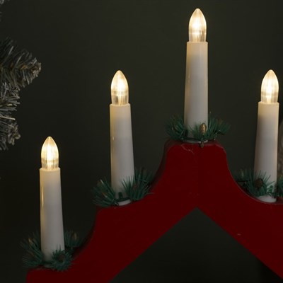 Фигура дерв."Горка рождественская красная", 7 свечей LED, 220 В, Т/БЕЛЫЙ - фото 2032551