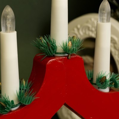 Фигура дерв."Горка рождественская красная", 7 свечей LED, 220 В, Т/БЕЛЫЙ - фото 2032552