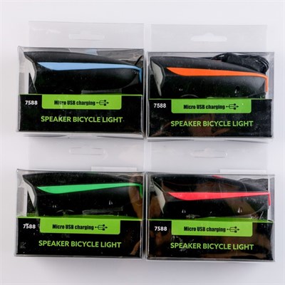 Фонарь велосипедный, 2 Вт, 1200 mAh, с гудком, 10х5х5 - фото 2033200