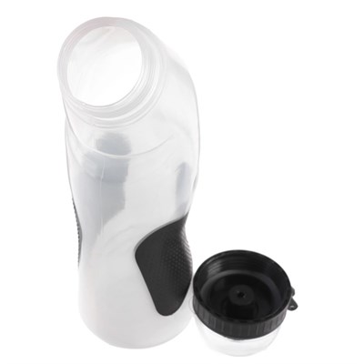 Бутылка для воды 700 мл, велосипедная, изогнутая, пластик PE, вставки черные 9х8х25.5 см - фото 2033560