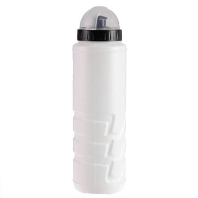 Бутылка для воды 1000 мл, велосипедная, пластик PE, белая с черной крышкой7.5х27 см - фото 2033570