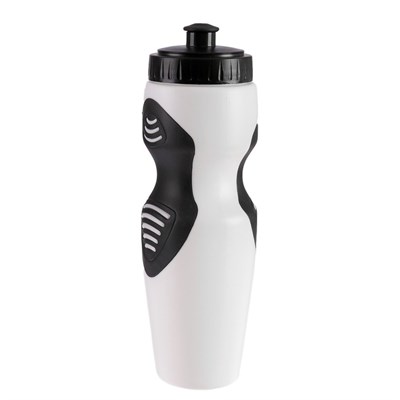 Бутылка для воды 650 мл, велосипедная, пластик HDPE, белая с черными вставками, 7х23.5 см - фото 2033594
