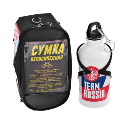 Набор велосипедиста «Россия»: бутылка с держателем 500 мл, сумка на руль - фото 2033723