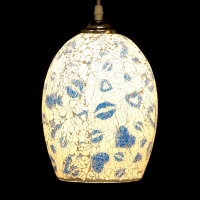 Светильник подвес "Амбер" E27 1х40Вт бел./син. 17х17х27 см - фото 2033833