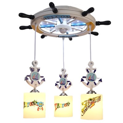 Люстра "Штурвал" 3x40Вт E27 голубой 70х25х50 см. - фото 2033864