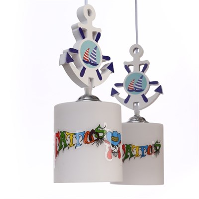 Люстра "Штурвал" 3x40Вт E27 голубой 70х25х50 см. - фото 2033865