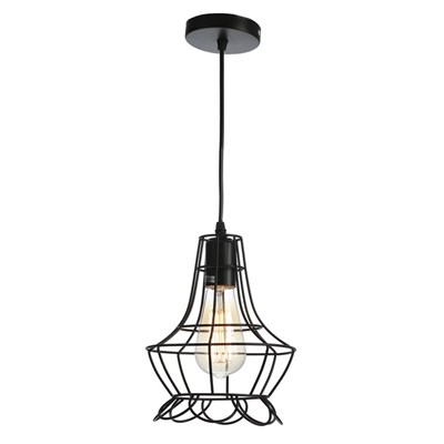 Подвес "Цветок" 1х60Вт Е27 черный 7,8х7,8х22см - фото 2034341