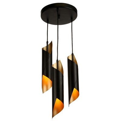 Люстра 1071005404230 3хE27 60W золото/черный 31х31х100см - фото 2034616