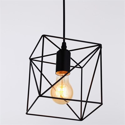 Светильник "Квадрат" 1xE27 40Вт черный 16х16х100 см. - фото 2034836