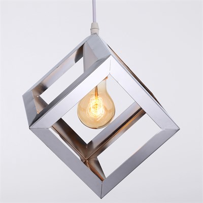 Светильник подвесной "Квадрат" 1x40Вт E27 хром 16х16х116 см - фото 2034872