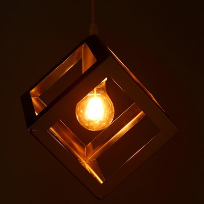 Светильник подвесной "Квадрат" 1x40Вт E27 хром 16х16х116 см - фото 2034873