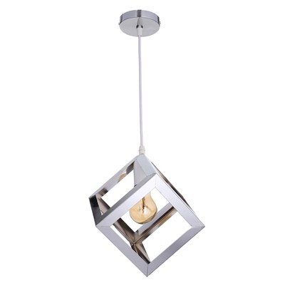 Светильник подвесной "Квадрат" 1x40Вт E27 хром 16х16х116 см - фото 2034874