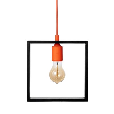 Светильник "Квадрат" 1*40Вт Е27 черный-оранжевый 22х6х22-122 см - фото 2034954