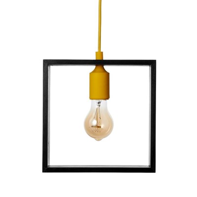 Светильник "Квадрат" 1*40Вт  Е27 черный-желтый 22х6х22-122 см - фото 2034968