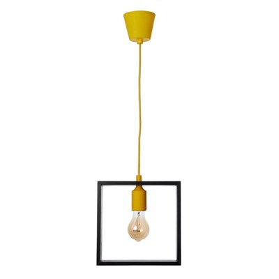 Светильник "Квадрат" 1*40Вт  Е27 черный-желтый 22х6х22-122 см - фото 2034970