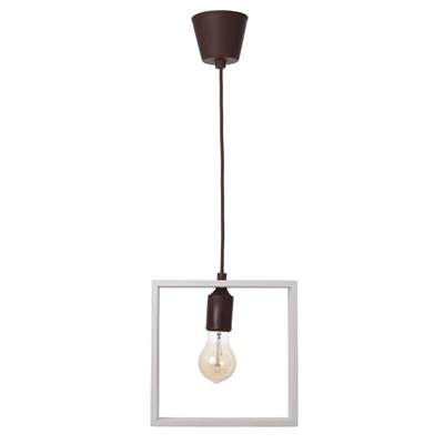 Светильник "Квадрат" 1*40Вт Е27 белый-коричневый 22х6х22-122 см - фото 2034999