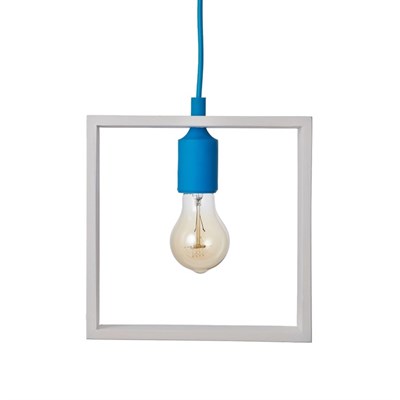 Светильник "Квадрат" 1*40Вт  Е27 белый-синий 22х6х22-122 см - фото 2035003