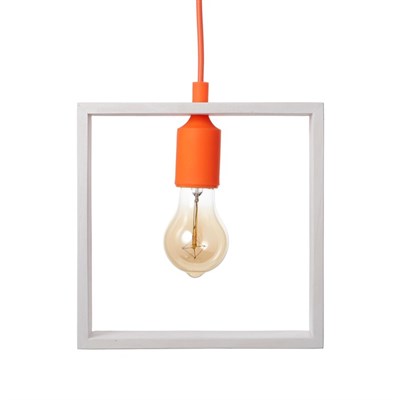 Светильник "Квадрат" 1*40Вт Е27 белый-оранжевый 22х6х22-122 см - фото 2035017