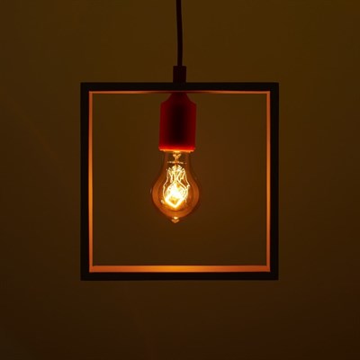 Светильник "Квадрат" 1*40Вт Е27 белый-оранжевый 22х6х22-122 см - фото 2035018