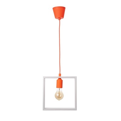 Светильник "Квадрат" 1*40Вт Е27 белый-оранжевый 22х6х22-122 см - фото 2035020