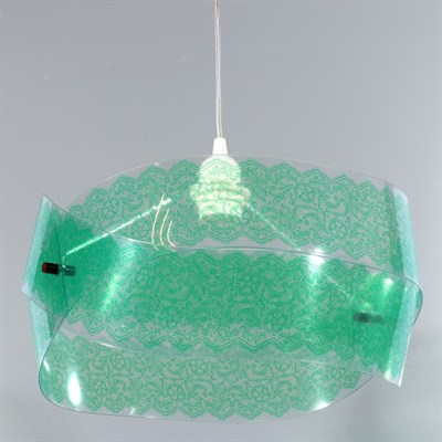 Люстра подвесная "Бантик" 1 лампа E27 40Вт зеленый (рюш) - фото 2035199