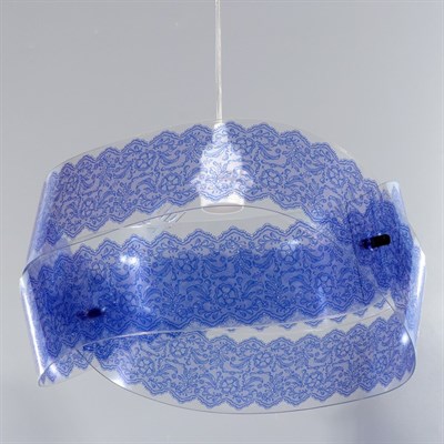Люстра подвесная "Бантик" 1 лампа E27 40Вт синий (рюш) - фото 2035201