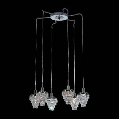 Люстра подвес "Контур" 6x60W E14 хром/прозр. 65x65x40 см - фото 2035245