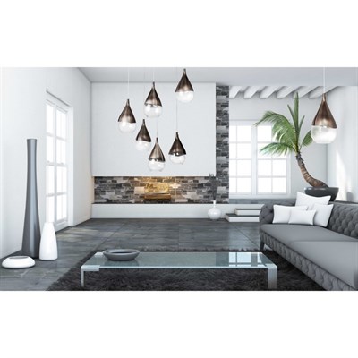 Люстра подвес "Капли" 6x20W E14 медный, серебристый 65x65x270см - фото 2035312