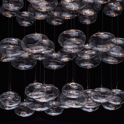 Люстра каскад "Бриз" 5x35W GU10 хром 45x45x77см - фото 2037055