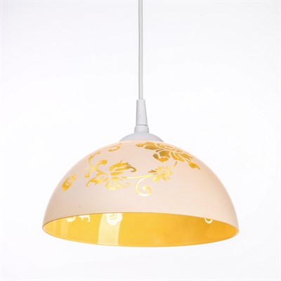 Светильник  Колпак "Рочелл" 1 лампа E27 40Вт белый-шампань  д.250 - фото 2037177 Светильник  Колпак "Рочелл" 1 лампа E27 40Вт белый-шампань  д.250 - фото 2037177