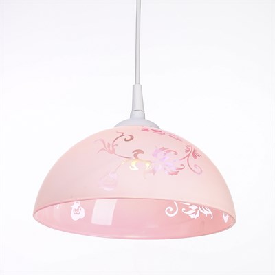 Светильник  Колпак "Рочелл" 1 лампа E27 40Вт белый-розовый  д.250 - фото 2037469