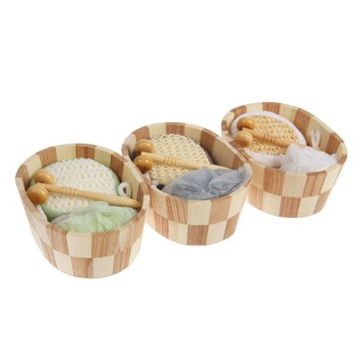 Набор банный 4 предмета: 2 мочалки, массажёр, пемза, цвет МИКС - фото 2060989