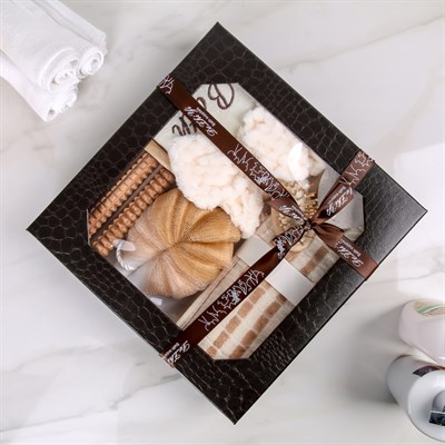 Набор банный, 7 предметов: 3 мочалки, повязка на голову, расчёска, массажёр, пемза, цвет МИКС - фото 2060994