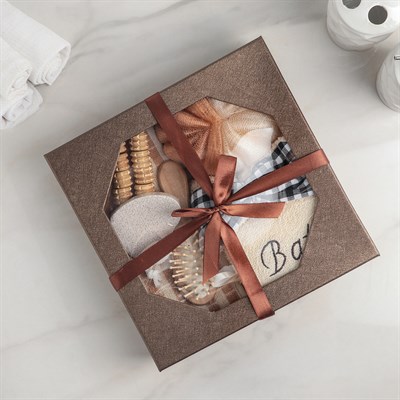 Набор банный, 7 предметов: 3 мочалки, повязка на голову, расчёска, массажёр, пемза, цвет МИКС - фото 2061000